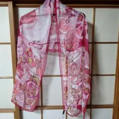 【WENSLI®】最高級シルク100% 大判ストール 花柄 (紅色) 《杭州産》