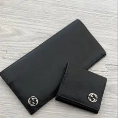 Gucci グッチ ブラック レザー 長財布 コインケース
