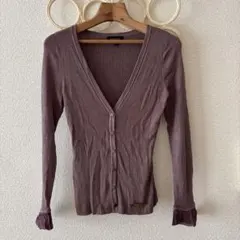 EPOCA エポカ　リブカーディガン　フリル　シルク使用　40 パープル