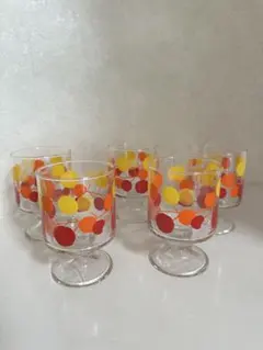 昭和レトロ カクテル デザート グラス 希少 脚付き 5個セット