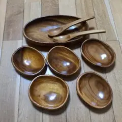 【新品未使用】木製食器セット　サラダボウル　木皿