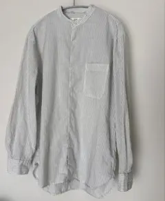 【UNIQLO 】MENS リネンコットンスタンドカラーストライプシャツ（M）