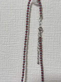 ビーズネックレス 赤×ターコイズブルー