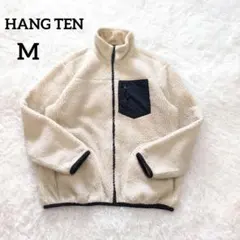 ハンテン　ボアフリースジャケット　M　アイボリー　胸ポケット　アウター　5640