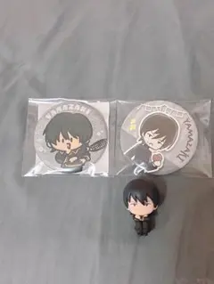 【銀魂】山崎退キャラクター缶バッジ2個+フィギュアセット