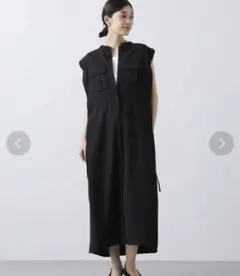 最終値下げ‼️【新品】Acuta アクータ　ツイルクロスサファリジレワンピース　黒のサムネイル