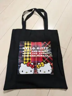 ハローキティ　トートバッグ　ミミィ　タータンチェック　ギンガム