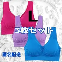 ジニエブラ Lスポブラ ナイトブラ サイズ ピンク、ブルー、パープル3枚