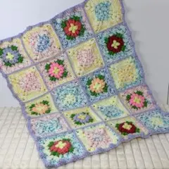 アフリカンフラワーモチーフ ハンドメイド マルチカバー 玄関マット