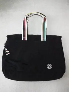 キプリング 大型トートバッグ B4可 CHIKA Black Stripe W