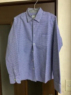 NANO-UNIVERSE 青白ギンガムチェック長袖シャツ