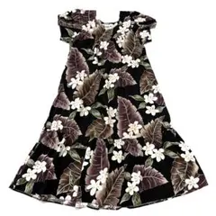 hilo hawaii ヒロハワイ ノースリーブシャツワンピース 黒花柄 XL