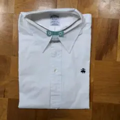 ブルックスブラザーズ　白の半袖BDシャツ　ブロード風の生地（プルオーバータイプ）