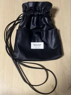 beautiful people 2WAY レザー巾着バッグ