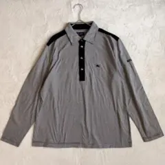 BURBERRY GOLF ボーダー 長袖ポロシャツ ブラック系 LL