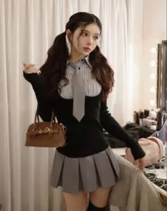 darich ダーリッチ シャツドッキングニットミニワンピース