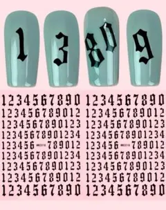2枚入 ブラック 数字 ネイルシール