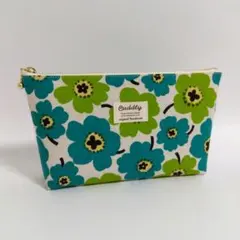 ❁マチ付きファスナーポーチ❁　北欧風フラワー♪　化粧ポーチ