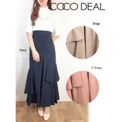 COCO DEAL アシメティアードスカート ロングスカート ネイビー