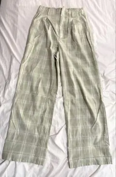 GU チェック柄パンツ グリーン