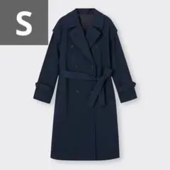 GU 2WAYトレンチコート ネイビー S ロングコート
