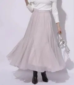 Apuweiser-riche ロングフレアスカート シアー素材 ピンクのサムネイル