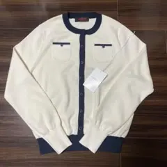 CABaN コットンカシミヤ バイカラークルーネックカーディガン