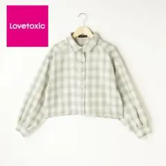 ラブトキシック　Lovetoxic　短丈長袖チェックシャツ　グリーン　150cm