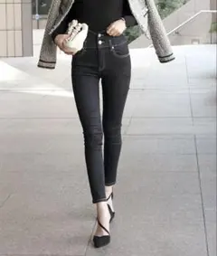ハイウエストスキニーパンツ XS インディゴブルー