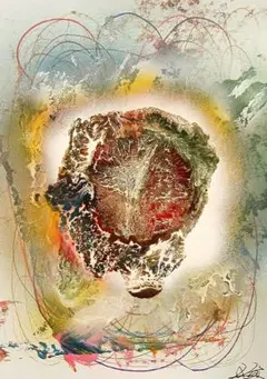 ken1作絵画 一点物A4サイズ「長らく平坦な感情を味わったが僕の心は戻った」