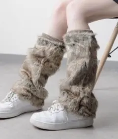 極美品 アクリルファー レッグウォーマー