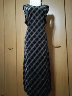 EX サイズ15R ウエストリボン ノースリーブロングワンピース