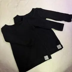 無印良品 　ブラック長袖アンダーシャツ2枚セット 90