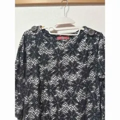 花柄レース 七分袖ひざ丈ワンピース