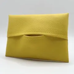 シンプル ポケットティッシュケース フェイクレザー イエロー
