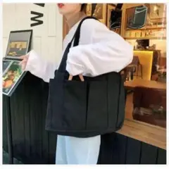 トートバッグ　メンズ　レディース　大容量　黒　ママバッグ　キャンパスバッグ