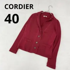 CORDIER コルディア 羊毛100 長袖 カーディガン レッド 赤 40