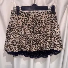 y2k 姫系 姫ギャル フェアリーグランジ ヒョウ柄 編み上げ フリル スカート