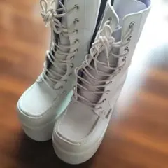 YOSUKE ホワイト 厚底 レースアップブーツ コスプレ ライブ