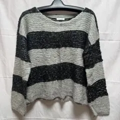 a.v.v standard 長袖ニットセーター グレーと黒のボーダー