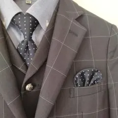 ダークグレー チェック スーツ　160　男子　ワンダーファクトリー　ベスト