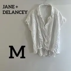 JANE + DELANCEY【M】ホワイト 半袖シャツ 前縛り 白 カジュアル