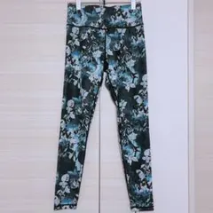 レディース 花柄 レギンス ラッシュガード　水陸両用 青　水着 ウエストゴム