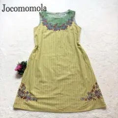 【Jocomomola ホコモモラ】ノースリーブワンピース 花柄刺繍 フレア