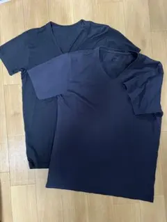 ユニクロ　ヒートテック　エアリズム　vネック ネイビー　2枚セット