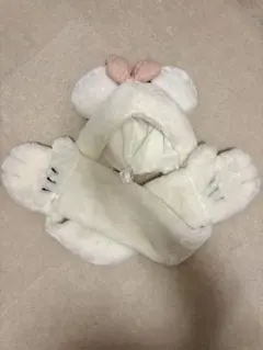 ミニー マフラーキャップ 白ピンク