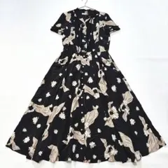 美品✨インゲボルグ マキシ丈 花柄 フリル レース ロングワンピース FREE