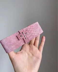 y2kピンク クロスモチーフ レザー調 チョーカーChoker