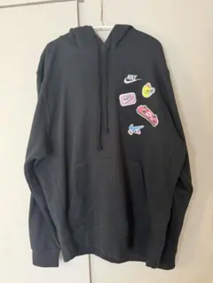 【新品未使用品】韓国カスタムNike ステッカー付き ブラックパーカー