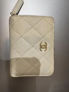 CHANEL ベージュ キルティング コインケース